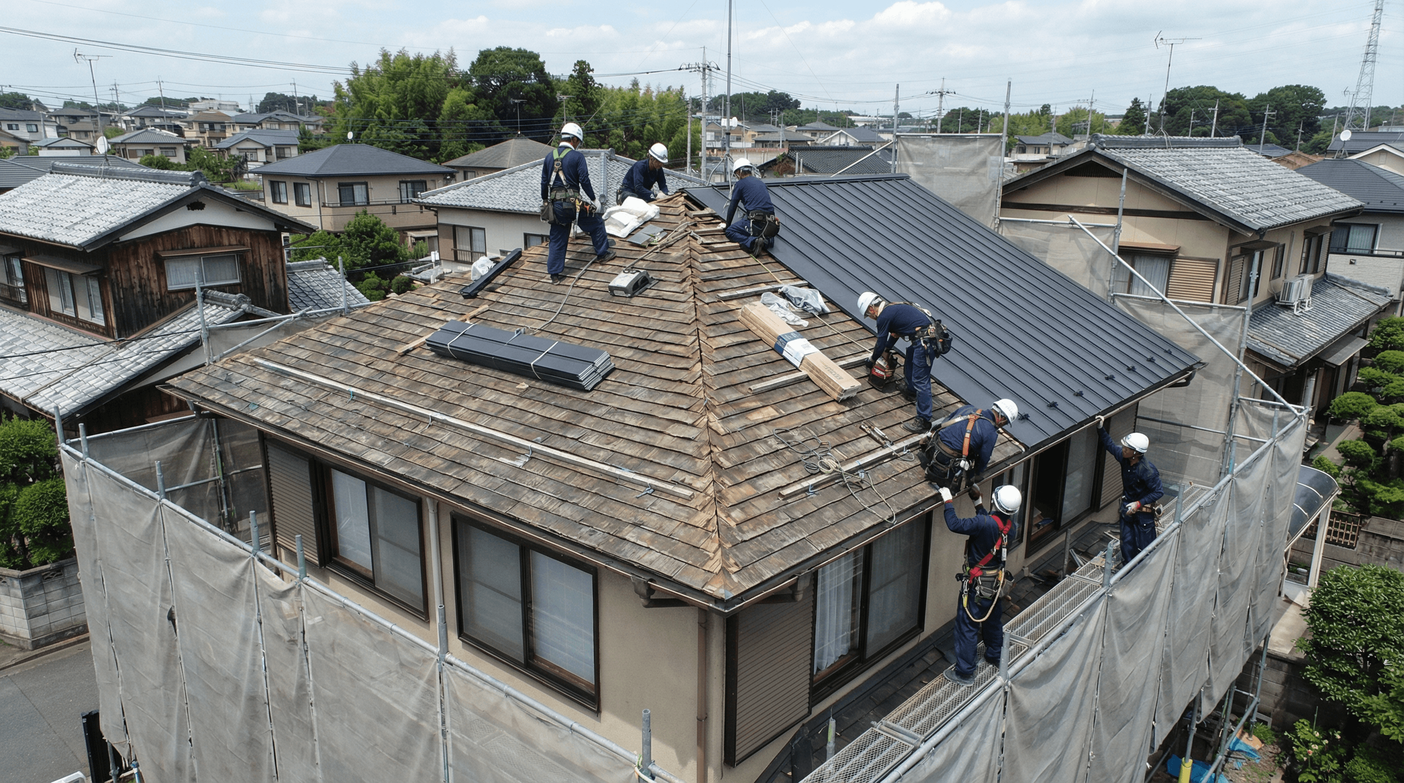 カバー工法施工中の写真