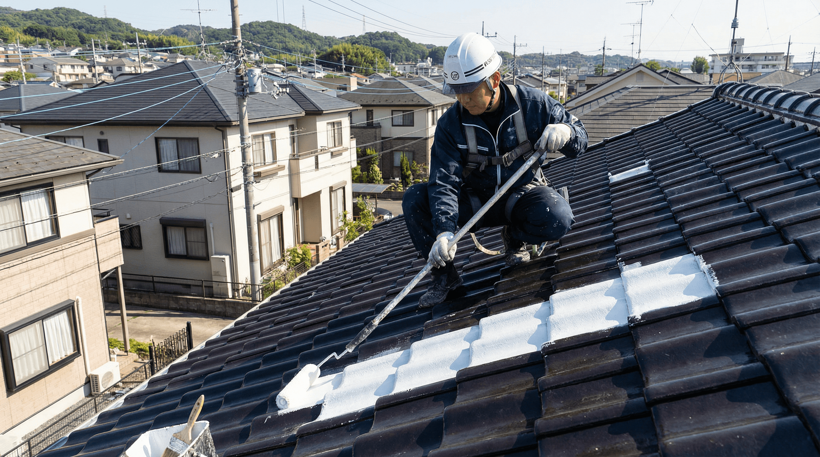 遮熱塗料を塗っているシーン