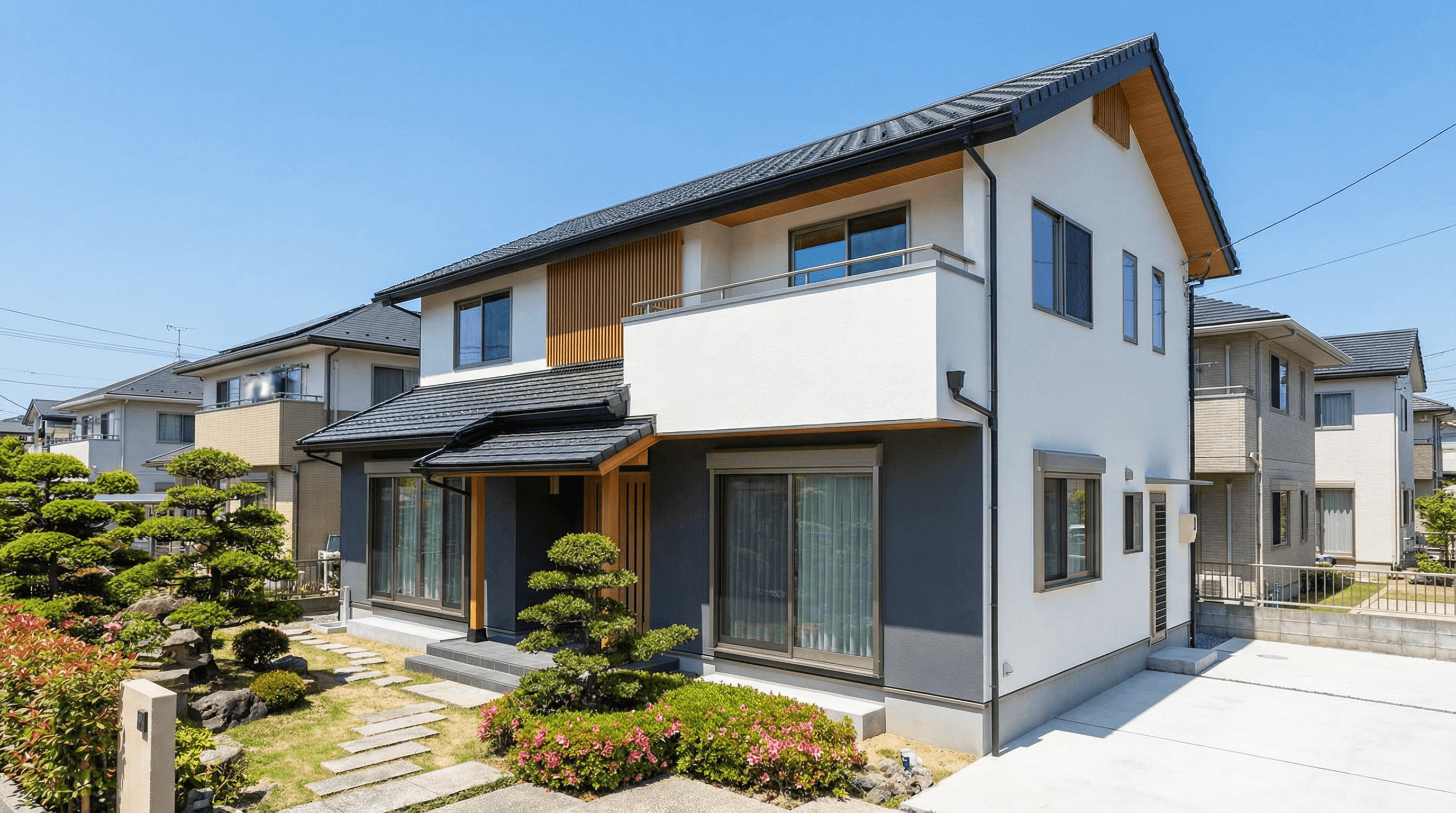 美しく塗装された八尾市内の戸建て住宅